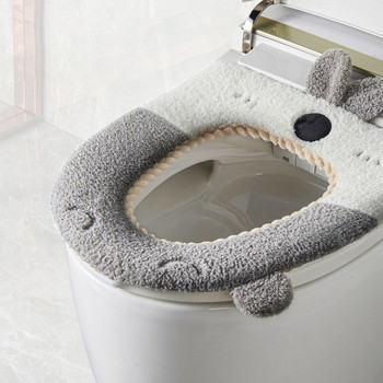 Удобен анимационен калъф за тоалетна седалка за баня Сладък топъл зимен калъф за тоалетна домакинска подложка за табуретка Калъф за седалка Калъф за капак
