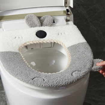 Άνετο κάλυμμα καθίσματος τουαλέτας μπάνιου κινουμένων σχεδίων Χαριτωμένο ζεστό χειμωνιάτικο κάλυμμα τουαλέτας Οικιακό κάλυμμα θήκης καθίσματος ντουλάπα ντους