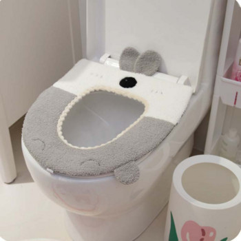 Κάλυμμα καθίσματος τουαλέτας Cartoon Μαλακό κάλυμμα μπάνιου Οικιακά πατάκια ντουλάπας Χειμώνας Ζεστό, επαναχρησιμοποιούμενο, πλένεται μαξιλάρι καλύμματα τουαλέτας
