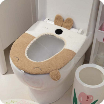 Карикатурно меко покривало за тоалетна седалка Баня Домакински подложки за табуретка Зимни топли Многократно миещи се миещи се капаци Подложка