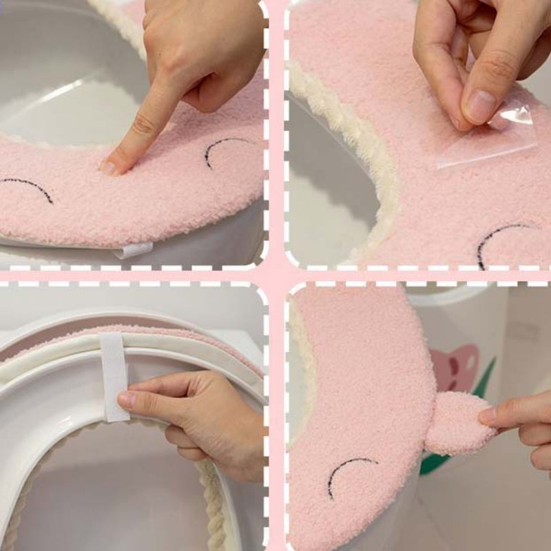 Κάλυμμα καθίσματος τουαλέτας Cartoon Μαλακό κάλυμμα μπάνιου Οικιακά πατάκια ντουλάπας Χειμώνας Ζεστό, επαναχρησιμοποιούμενο, πλένεται μαξιλάρι καλύμματα τουαλέτας