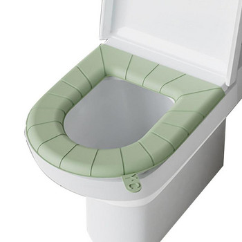 Възглавница за тоалетна седалка Зимна топла плюшена водоустойчива калъфка за тоалетна седалка с халка за окачване и дръжка Мека и миеща се постелка Калъф за седалка