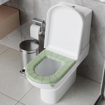 Μαξιλάρι καθίσματος τουαλέτας Χειμερινό ζεστό βελούδινο αδιάβροχο κάλυμμα καθίσματος τουαλέτας με θηλιά και λαβή Μαλακό και πλενόμενο κάλυμμα καθίσματος ματ