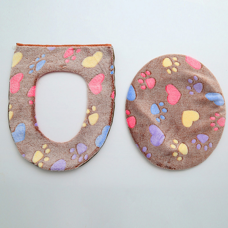 2Pcs Otisak srca Okrugli udobni, mekani topli jastuci za WC sjedalo Set navlaka za uređenje doma