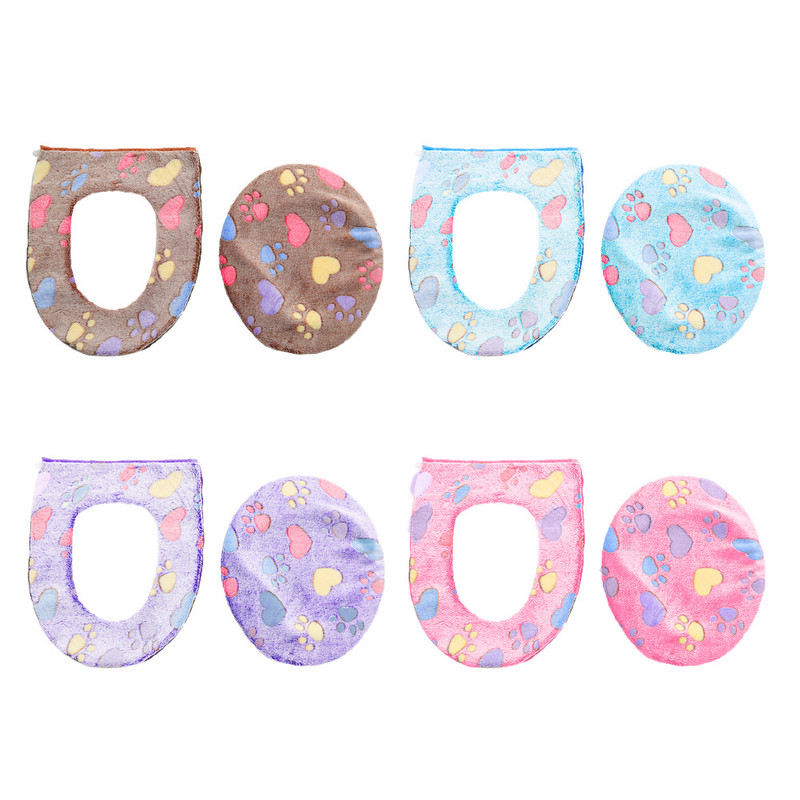 2Pcs Otisak srca Okrugli udobni, mekani topli jastuci za WC sjedalo Set navlaka za uređenje doma