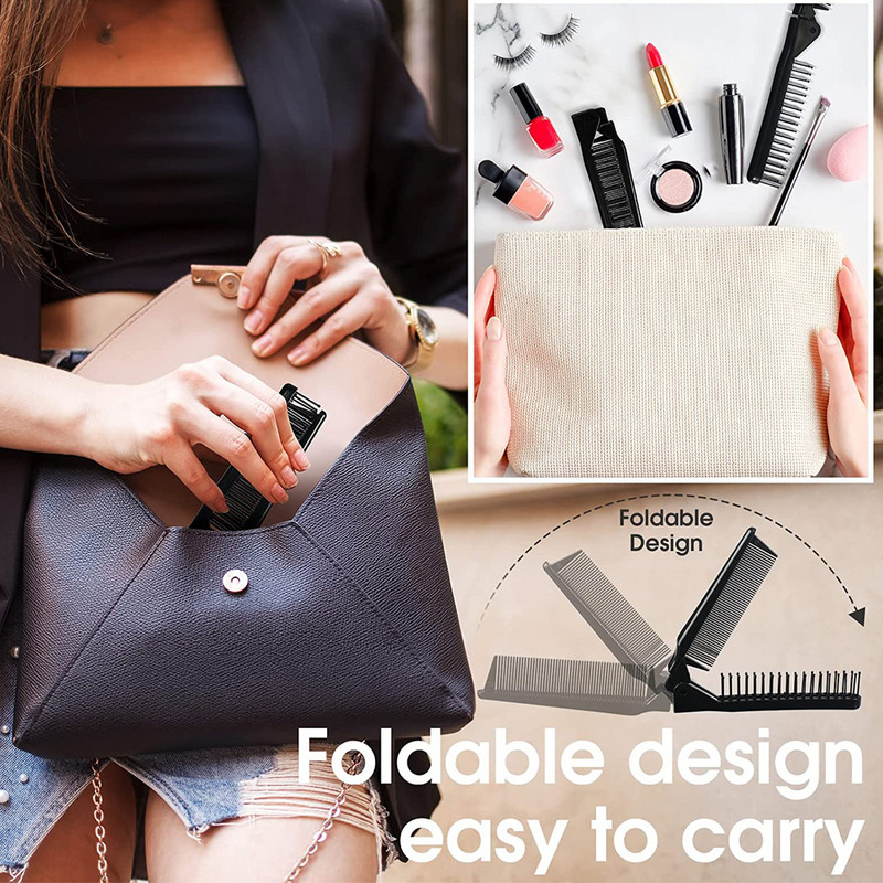 2 viename dvigalvės sulankstomos plaukų šukos Nešiojami kelioniniai plaukų šepečiai Kompaktiškos plaukų šukos Sulankstomas kišeninis šepetys Kirpyklos šukos