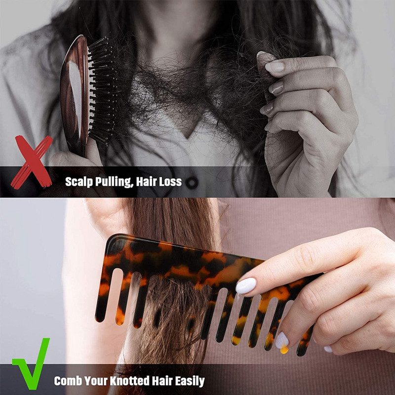 Juuksekammid naistele Laia hambaga kilpkonnakamm lokkis pikkadele juustele Lahutav tasku märgade ja kuivade juuste sassis kammi kujundamiseks