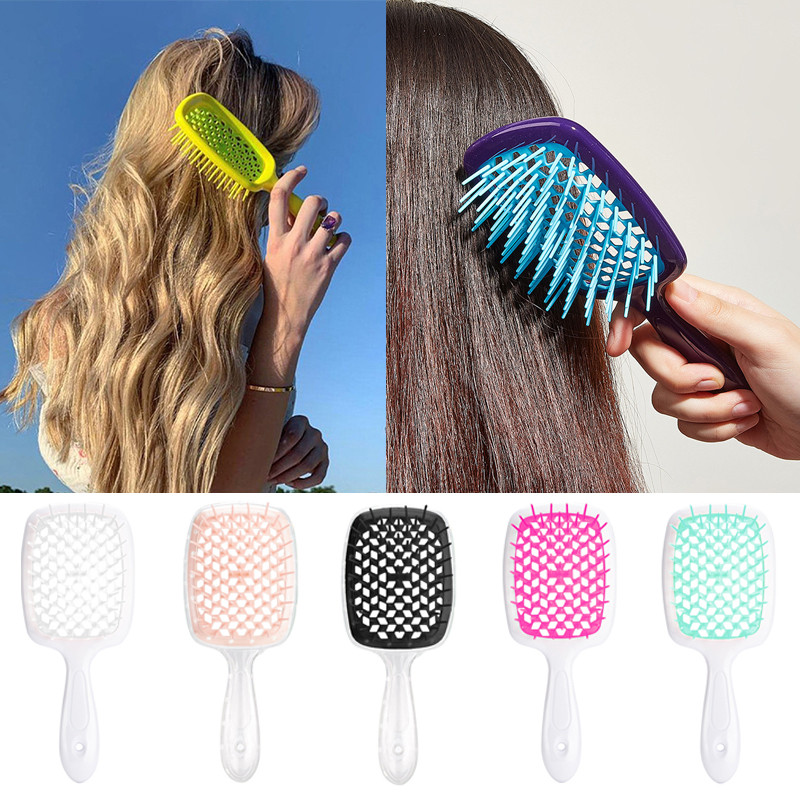 Oro pagalvėlė galvos odos masažinis plaukų šepetėlis tuščiaviduriai plačių dantų šukos moterims formavimo priemonė garbanotiems plaukams ištuštinti kirpimo priemonė karšta