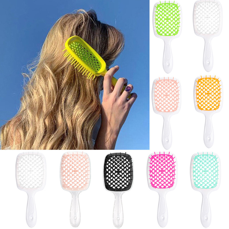 Oro pagalvėlė galvos odos masažinis plaukų šepetėlis tuščiaviduriai plačių dantų šukos moterims formavimo priemonė garbanotiems plaukams ištuštinti kirpimo priemonė karšta