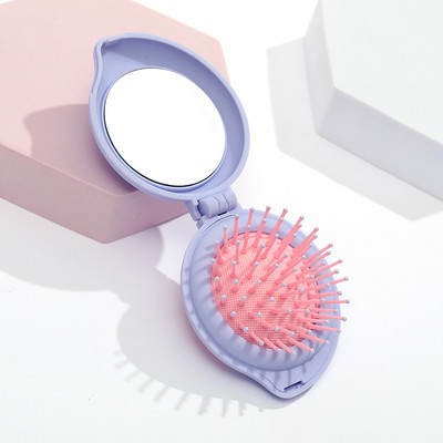 Armas virsikukujuline kokkupandav kamm tüdrukutele tasku juuksehari väike kamm peegliga kaasaskantava reisipea massaaži kokkupandav kamm