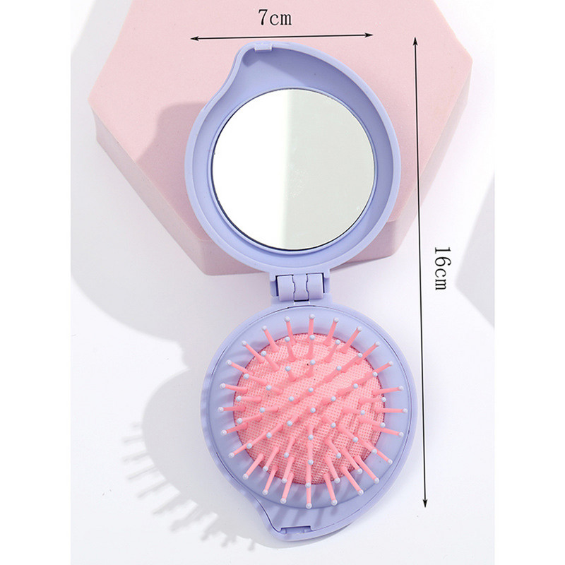 Armas virsikukujuline kokkupandav kamm tüdrukutele tasku juuksehari väike kamm peegliga kaasaskantava reisipea massaaži kokkupandav kamm