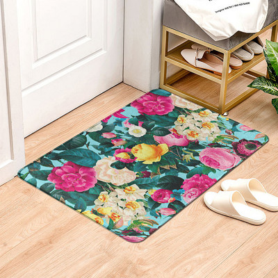 Covor de intrare cu imprimeu de flori Covor decorativ de baie antiderapant Covor de podea pentru bucatarie Decor pentru hol Covor de exterior