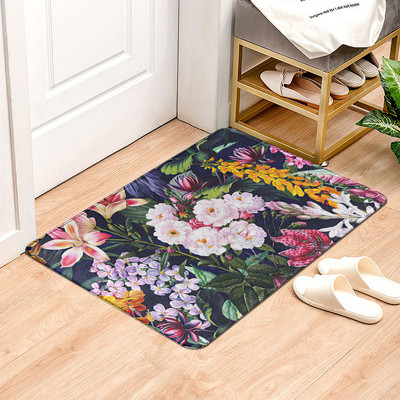 Covor de intrare cu imprimeu de flori Covor decorativ de baie antiderapant Covor de podea pentru bucatarie Decor pentru hol Covor de exterior