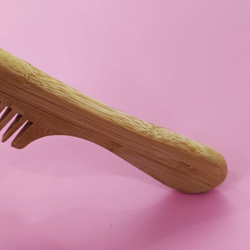 1 бр. Дървени гребени от чист естествен бамбук Антистатичен гребен с широки зъби за жени Гребен за мокра къдрава коса