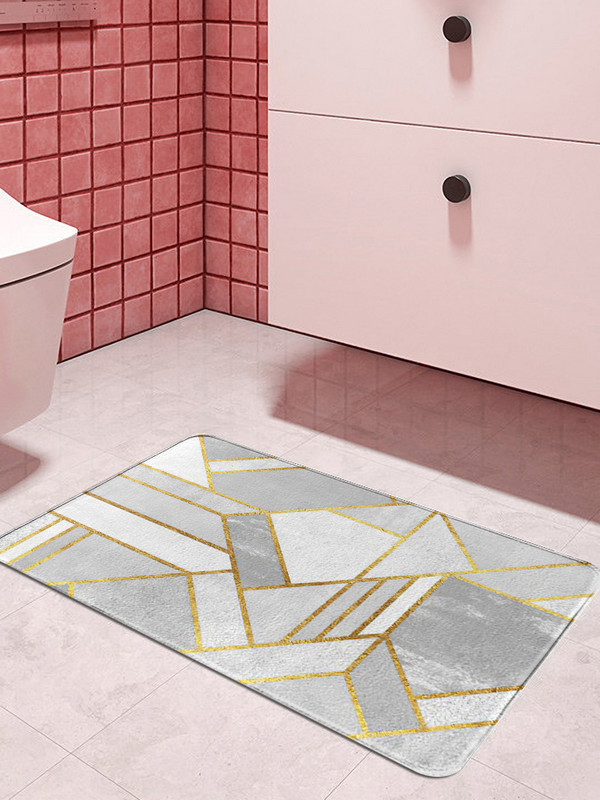 Halli sinine geomeetrilise mustriga köögi välisukse matt 40 cm x 60 cm korall-sametist vaip Uksematt siseruumide põrandamatid libisemisvastane vaip