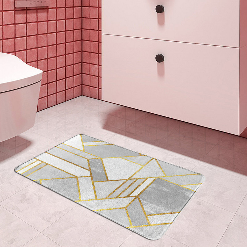 Halli sinine geomeetrilise mustriga köögi välisukse matt 40 cm x 60 cm korall-sametist vaip Uksematt siseruumide põrandamatid libisemisvastane vaip
