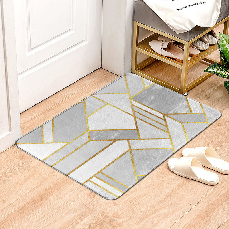 Halli sinine geomeetrilise mustriga köögi välisukse matt 40 cm x 60 cm korall-sametist vaip Uksematt siseruumide põrandamatid libisemisvastane vaip