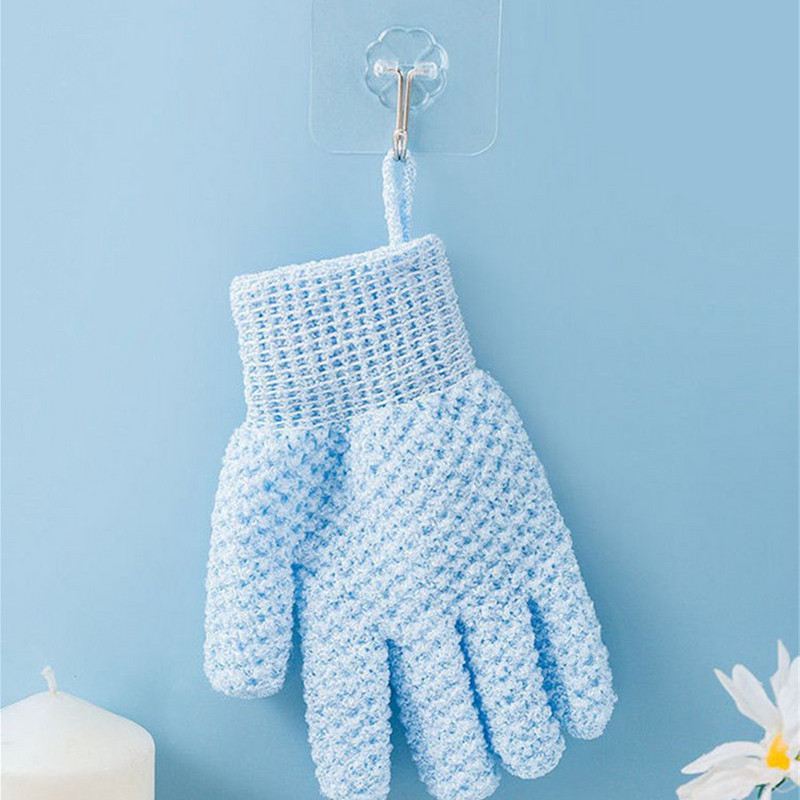 Öt ujjas fürdőkesztyű Háztartási dörzsölő törülköző hámlasztó kesztyű Erős dörzsölő iszap Kétoldalas mélytisztító kesztyű