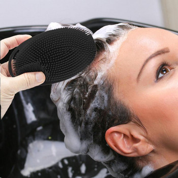Βούρτσα μασάζ δέρματος Loofah σιλικόνης για βαθύ καθαρισμό Αξεσουάρ μπάνιου διπλής όψης με γάντζο αποθήκευσης για πίσω σώμα Κοντά μαλλιά πόδι