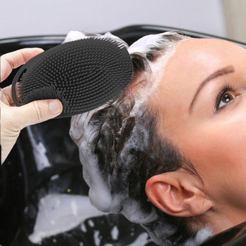 Силиконова четка за масаж на кожата от луфа за дълбоко почистване Двустранен аксесоар за баня с кука за съхранение За гърба на тялото Къс косъм Крака