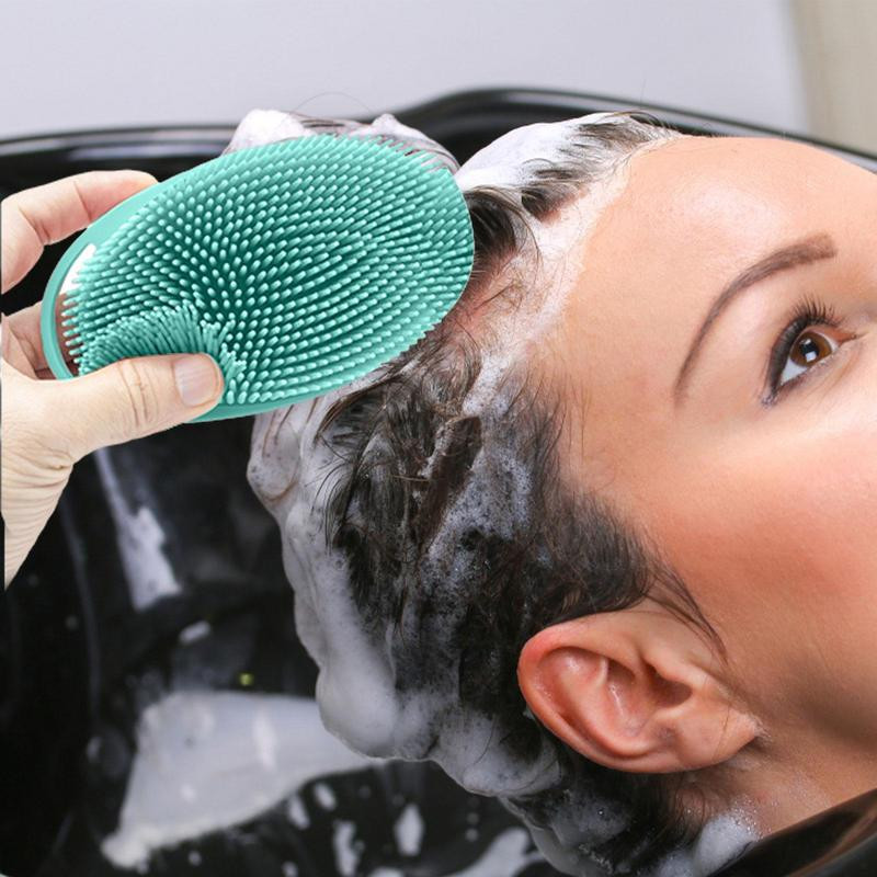 Szilikon luffa bőrmasszírozó kefe a mélytisztításhoz Kétoldalas fürdőtartozék tároló kampóval a hátsó testhez, rövid szőrű lábhoz