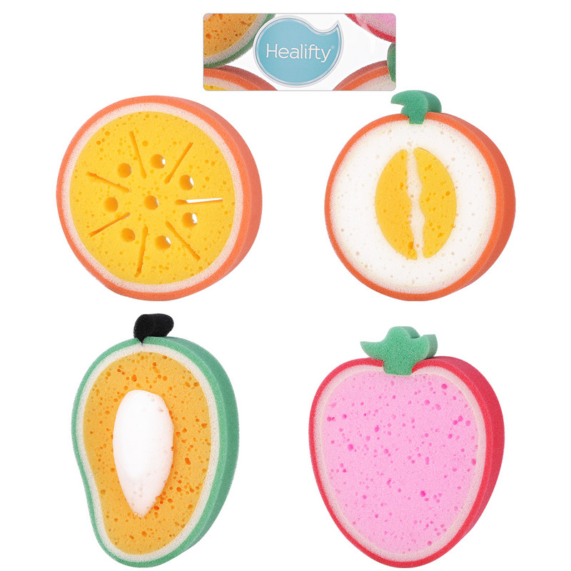 Healifty 4vnt Vaisių formos vonia Kempinėlė Vonios šepečiai Kempinės Šveitikliai Maudymosi įrankiai vaikams Vaikai Mangas Medaus rasa Melionas