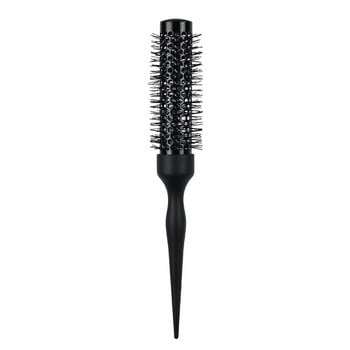 1τμχ Μαύρη σγουρή στρογγυλή βούρτσα μαλλιών Nylon Professional Comb Salon Barber Hairdressing Styling Tool Control Edge Control