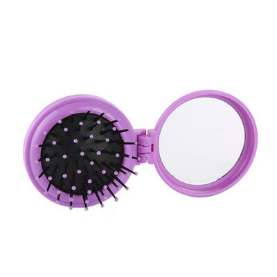 1 pieptene pliabil pentru airbag cu oglindă, dimensiune compactă de buzunar, perie de păr portabilă de călătorie, oglindă cosmetică, masaj pentru cap, relaxare