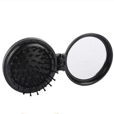 1 pieptene pliabil pentru airbag cu oglindă, dimensiune compactă de buzunar, perie de păr portabilă de călătorie, oglindă cosmetică, masaj pentru cap, relaxare