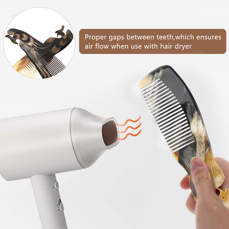 Šukos Plaukų Omb Šukos Plačių dantų masažo šepetėlis Ge Hai Horn H Moterims Vyrams Detangling Ox Masager Head Anti Phoenix Natural Scalp