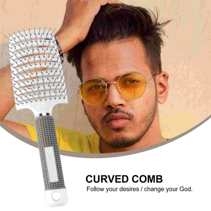 1 vnt. išlenktos galvos odos masažo šukos Be statinio plaukų šepetėlio šukos (baltos)