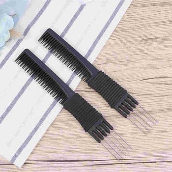 Εργαλείο μαλλιών με κλιπ χτένα αρουραίου-ουράς χτένα από μαύρα ανθρακονήματα από αντιστατικό χάλυβα