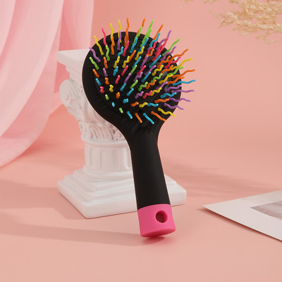 1 tk õhkpadja kamm vikerkaare painutamise massaažikam koos peegliga kaasaskantavate naiste meigi- ja juuksehooldusvahenditega