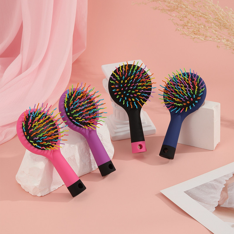 1 tk õhkpadja kamm vikerkaare painutamise massaažikam koos peegliga kaasaskantavate naiste meigi- ja juuksehooldusvahenditega