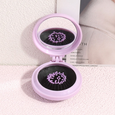 Nešiojamos oro pagalvėlės šukos su veidrodžiu Keliaujančios masažinės sulankstomos šukos Moterų mergaičių plaukų šepečių formavimo įrankiai Didmeninė prekyba