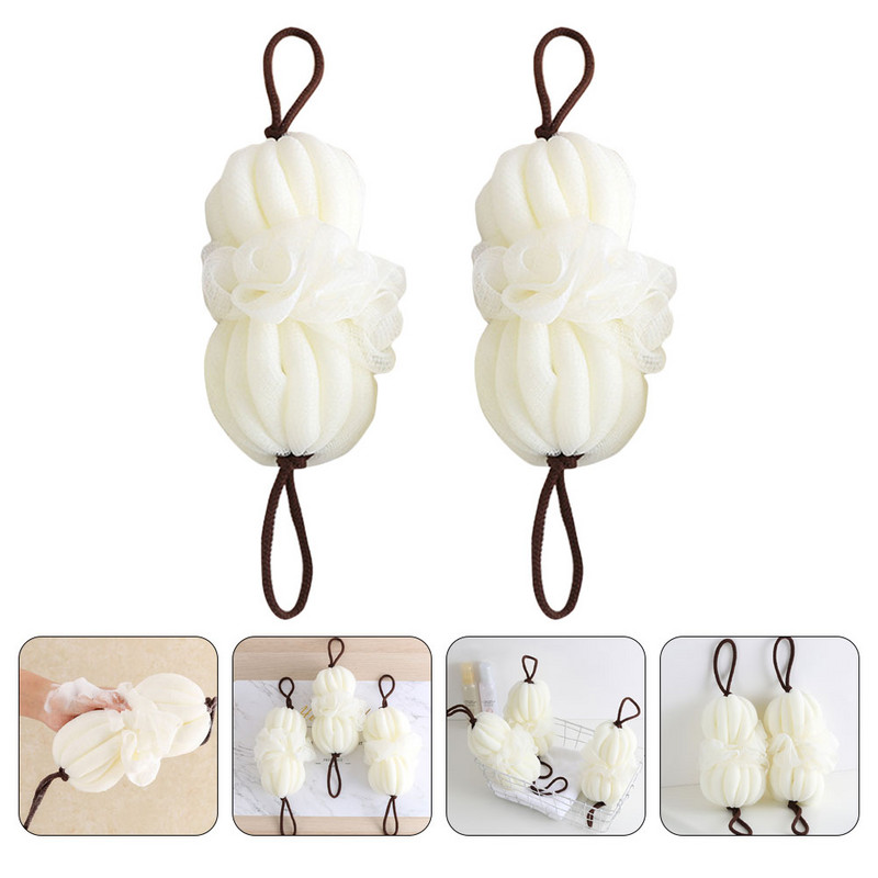 2 kom. Veliki bijeli ručnici za kupanje Mrežasta kugla s cvijećem Kupaonska četka Piling za tijelo Spužva za tuširanje Miss