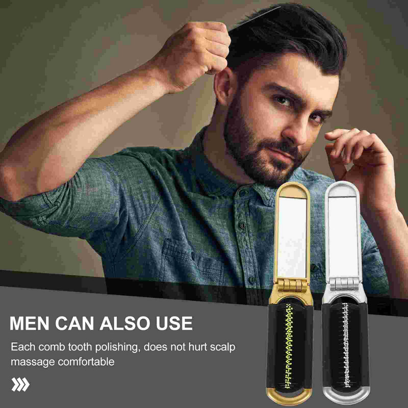 2 vnt Sulankstomos šukos masažo sulankstomos šukos salono Kelioninės šukos masažo kišeninio šepetėlio veidrodėlis