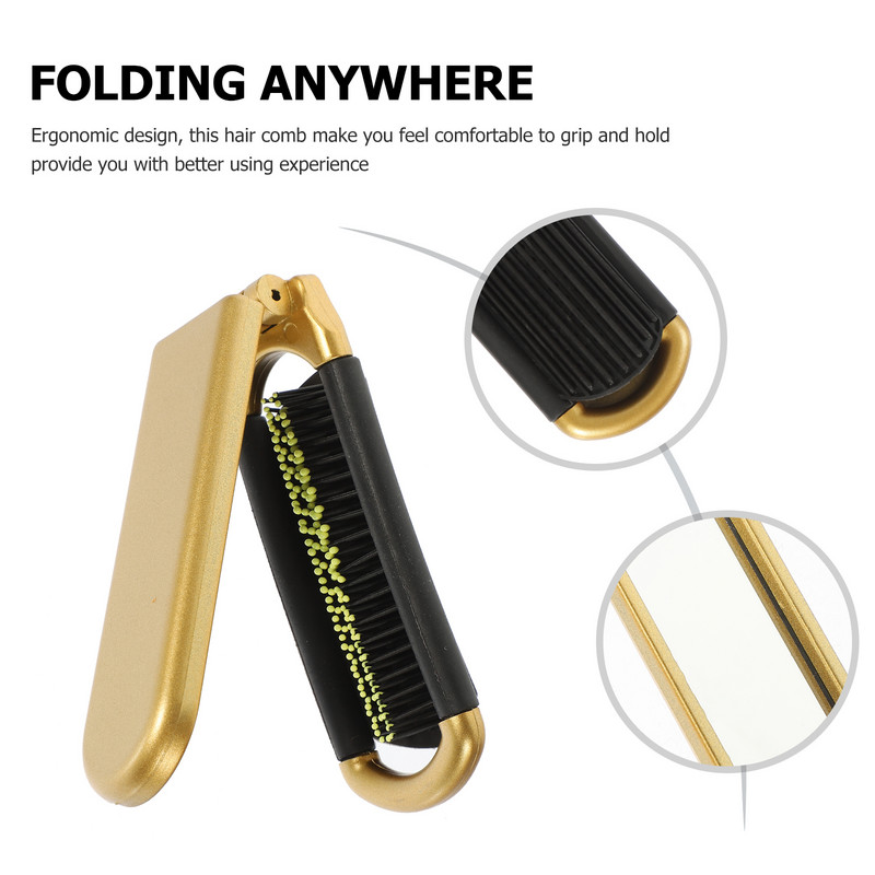 2 vnt Sulankstomos šukos masažo sulankstomos šukos salono Kelioninės šukos masažo kišeninio šepetėlio veidrodėlis