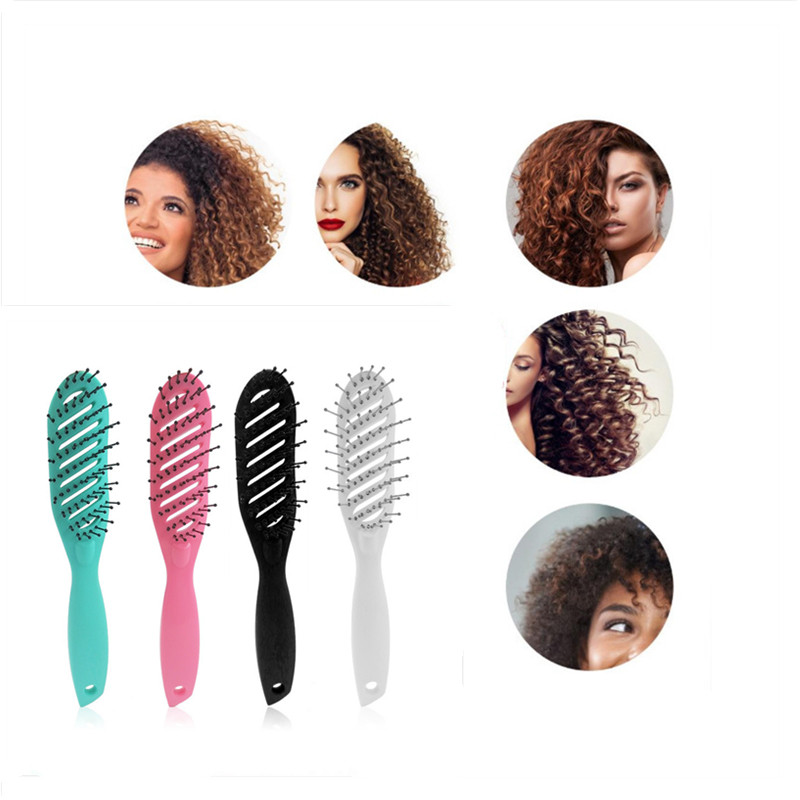 Zakrivljeni mali zakrivljeni češalj Šuplji masažni rebrasti češalj za kosu 9 redova Češalj za kosu Šareni češalj za kosu s masnom glavom Češalj za glatku kosu Veleprodaja