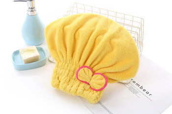 Микрофибър Бързо изсушаване на косата Bath Spa Bowknot Wrap Хавлиена шапка Шапка за баня Аксесоари за баня Шапка за душ Дамска шапка за коса
