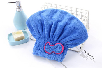 Микрофибър Бързо изсушаване на косата Bath Spa Bowknot Wrap Хавлиена шапка Шапка за баня Аксесоари за баня Шапка за душ Дамска шапка за коса