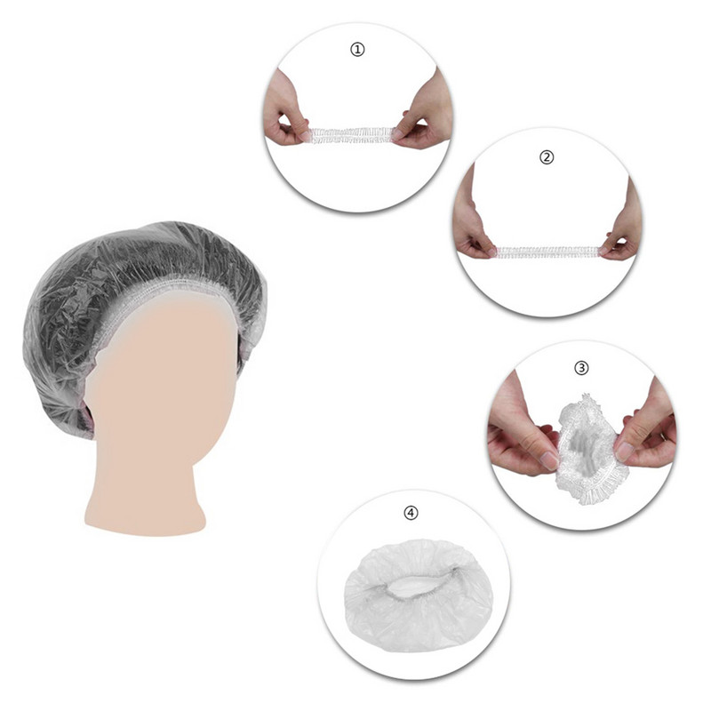 10 τμχ Καπέλα ντους μιας χρήσης PE πτυχωτό καπέλο λαδιού κατά της σκόνης Γυναικεία καπέλα μπάνιου για κομμωτήρια σπα Αδιάβροχο καπέλο μπάνιου Beauty