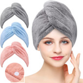 Πετσέτες με πολύ χοντρές μικροΐνες με περιποίηση κουμπιών απορροφητικές πετσέτες capssuper τυλιγμένες σε περιτύλιγμα μαλλιών σε γυναικεία αξεσουάρ μπάνιου