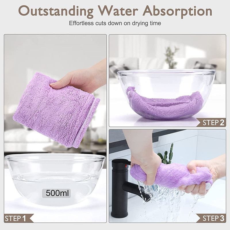 Изключително дебели кърпи от микрофибър с капачка за грижа за копчетата Супер абсорбиращи кърпи, увити в фолио за коса в дамските аксесоари за баня