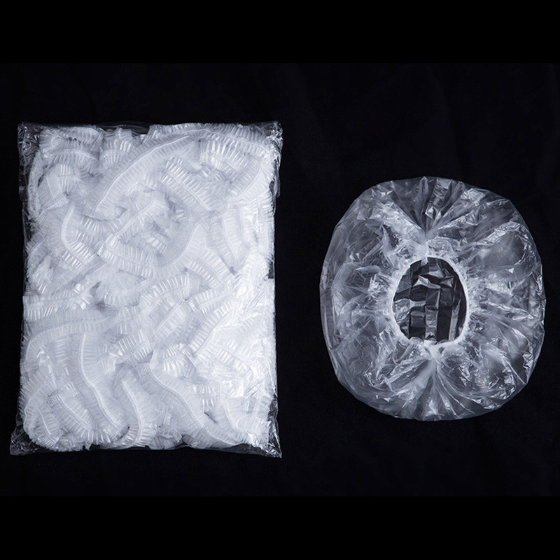 100 vnt vienkartinis dušo vonios kepuraitė plastikinis vandeniui atsparus moters galvos plaukų uždangalas maudymosi kepuraitė plastikinė