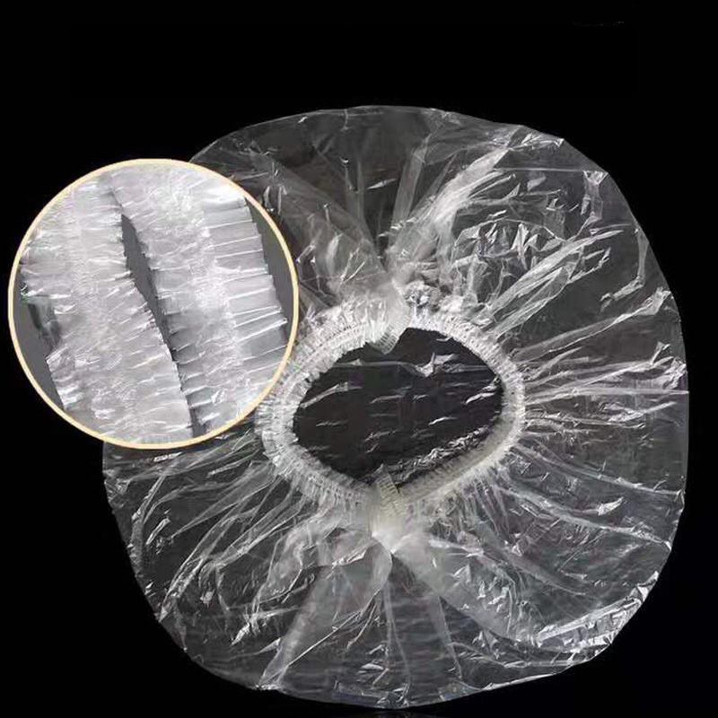 100 vnt vienkartinis dušo vonios kepuraitė plastikinis vandeniui atsparus moters galvos plaukų uždangalas maudymosi kepuraitė plastikinė