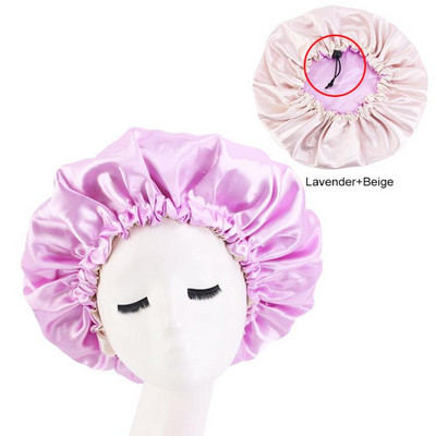 Atverčiamos satininės „Bonnet“ plaukų kepurės Dvisluoksnės „Sleep Adjust Sleep Night Cap“ galvos apdangalo kepurė, skirta garbanotiems spyruokliniams plaukams formuoti