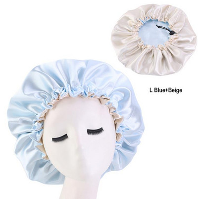 Atverčiamos satininės „Bonnet“ plaukų kepurės Dvisluoksnės „Sleep Adjust Sleep Night Cap“ galvos apdangalo kepurė, skirta garbanotiems spyruokliniams plaukams formuoti