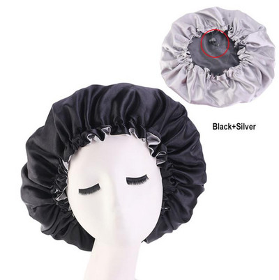 Atverčiamos satininės „Bonnet“ plaukų kepurės Dvisluoksnės „Sleep Adjust Sleep Night Cap“ galvos apdangalo kepurė, skirta garbanotiems spyruokliniams plaukams formuoti