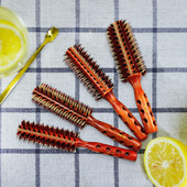 Τρίχες ίσια χτένα μαλλιών Ξύλινη λαβή κύλινδρος τρίχα λεία χτένα κυλίνδρου κυματιστή σγουρή βούρτσα μαλλιών Χτένισμα κομμωτηρίου για μπούκλες